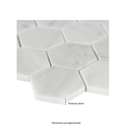 2" X 2" Hexagon Carrara White Honed Marble Mosaic Wall Tile (9.8SQ FT/CTN) - BUILDMYPLACE