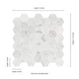 2" X 2" Hexagon Carrara White Honed Marble Mosaic Wall Tile (9.8SQ FT/CTN) - BUILDMYPLACE