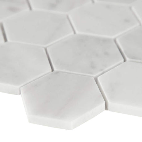 2" X 2" Hexagon Carrara White Honed Marble Mosaic Wall Tile (9.8SQ FT/CTN) - BUILDMYPLACE