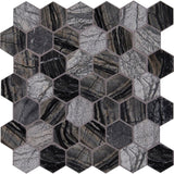 2" X 2" Hexagon Henley Black Multi Finish Mosaic Tile (9.8SQ FT/CTN) - BUILDMYPLACE