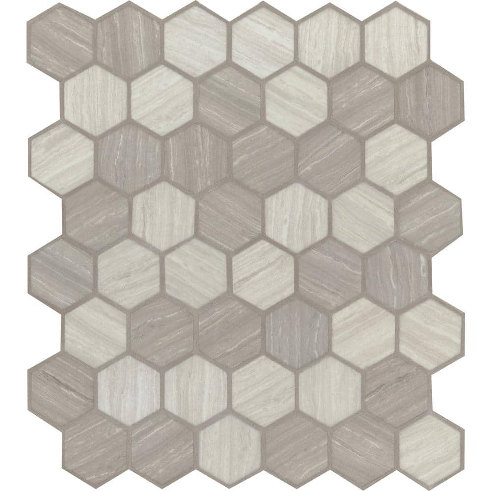 2" X 2" Hexagon Silva Oak Light Gray Glass Mosaic Tile (14.7SQ FT/CTN) - BUILDMYPLACE