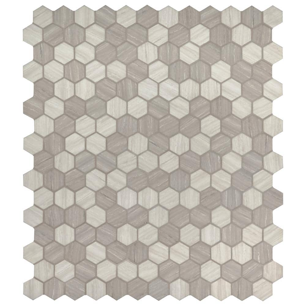 2" X 2" Hexagon Silva Oak Light Gray Glass Mosaic Tile (14.7SQ FT/CTN) - BUILDMYPLACE