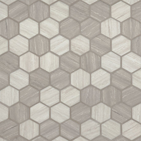 2" X 2" Hexagon Silva Oak Light Gray Glass Mosaic Tile (14.7SQ FT/CTN) - BUILDMYPLACE