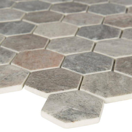 2" X 2" Hexagon Stonella Light Gray Glass Mosaic Tile (14.7SQ FT/CTN) - BUILDMYPLACE