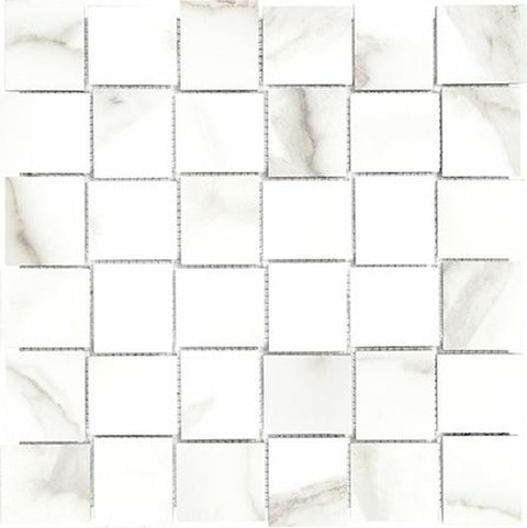2 X 2 In Basketweave Mayfair Calacatta Oro Polished Glazed Porcelain Mosaic