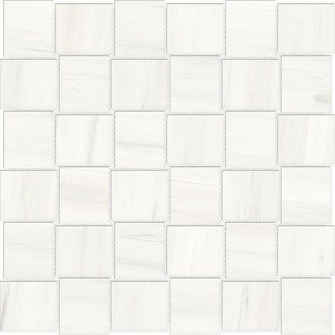 2 X 2 In Basketweave Mayfair Suave Bianco Matte Glazed Porcelain Mosaic