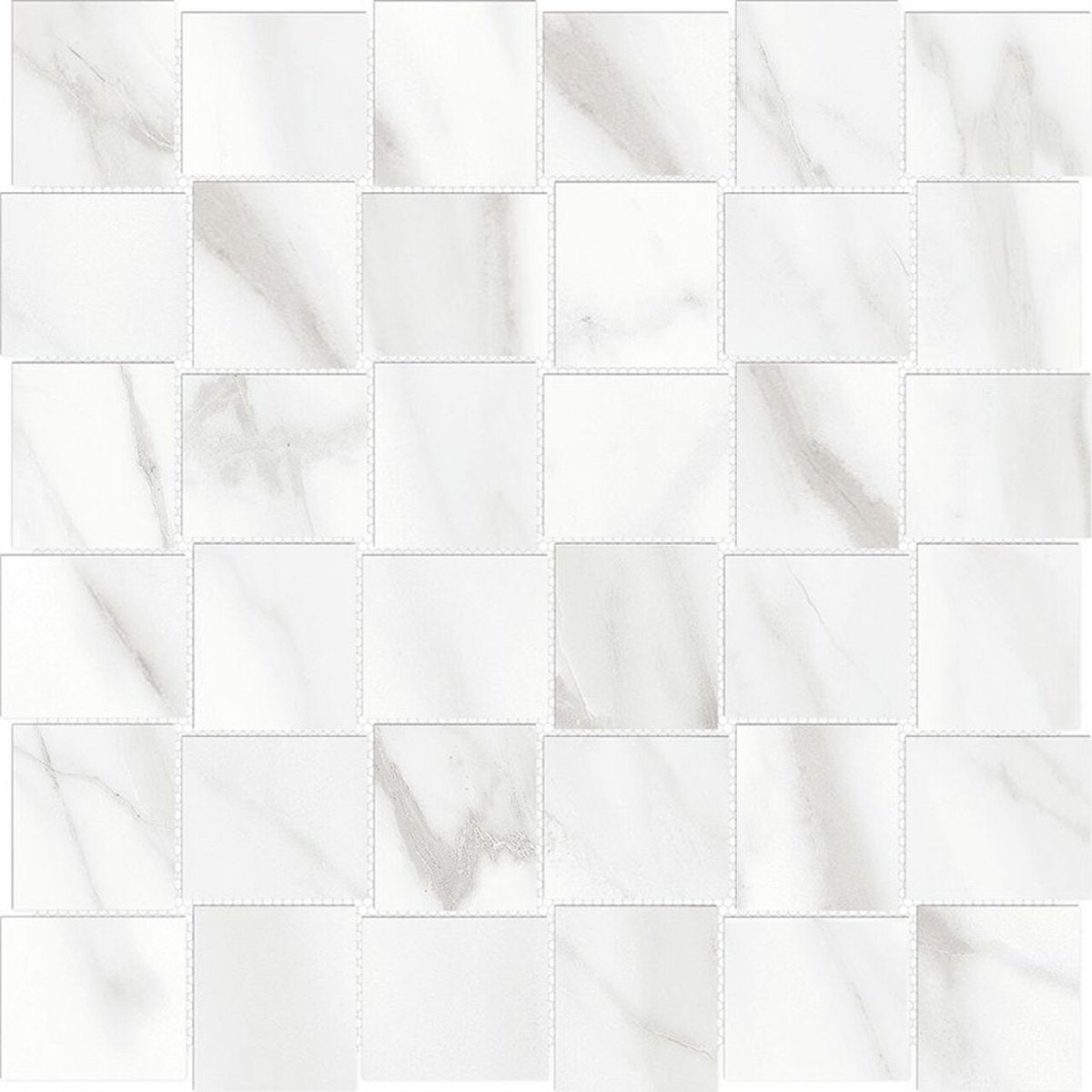 2 X 2 In Basketweave Mayfair Volakas Polished Glazed Porcelain Mosaic - BUILDMYPLACE