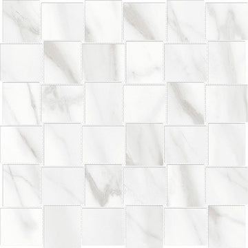 2 X 2 In Basketweave Mayfair Volakas Polished Glazed Porcelain Mosaic - BUILDMYPLACE