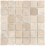 2 X 2 In Berkshire Crema Tumbled Marble Mosaic - BUILDMYPLACE