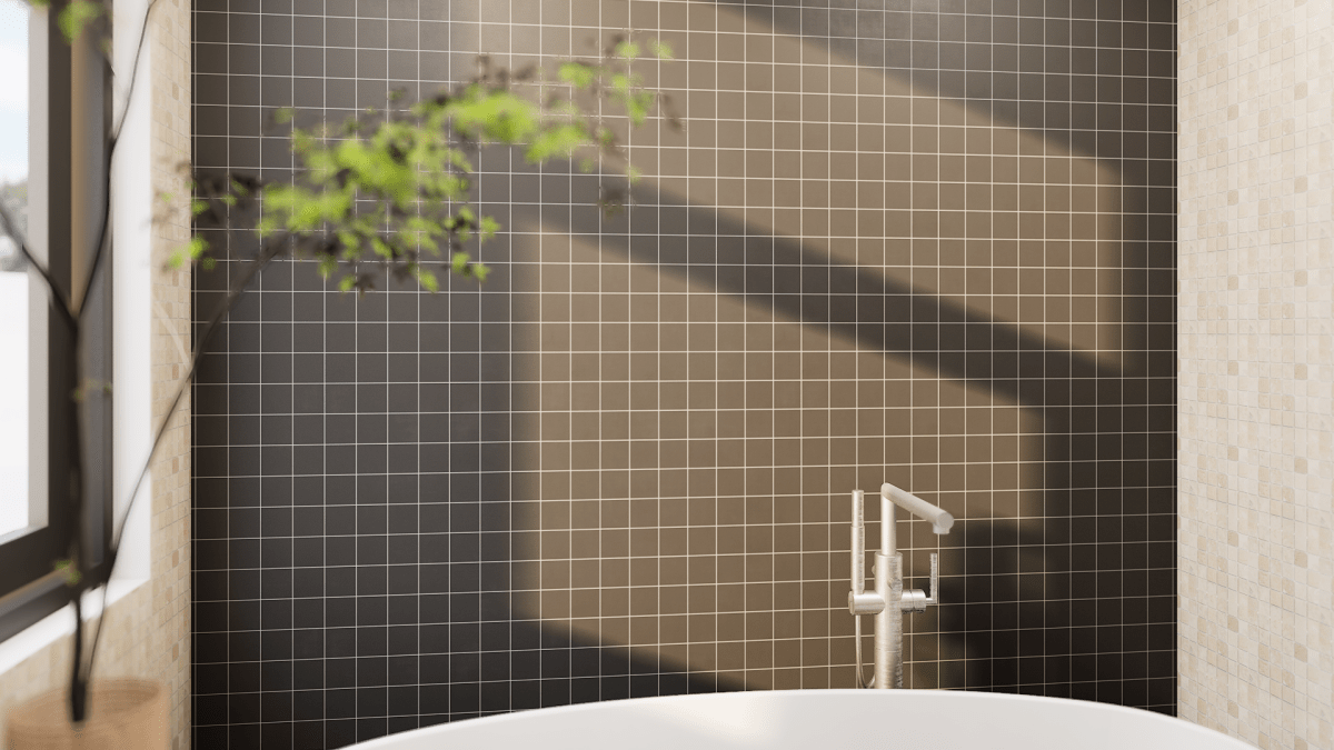 2 X 2 In Cinq Black Matte Glazed Ceramic Mosaic - BUILDMYPLACE