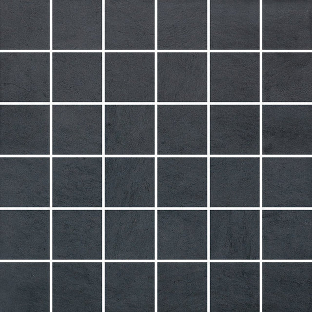 2 X 2 In Cinq Black Matte Glazed Ceramic Mosaic - BUILDMYPLACE