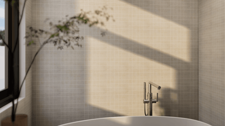 2 X 2 In Cinq Cream Matte Glazed Ceramic Mosaic - BUILDMYPLACE