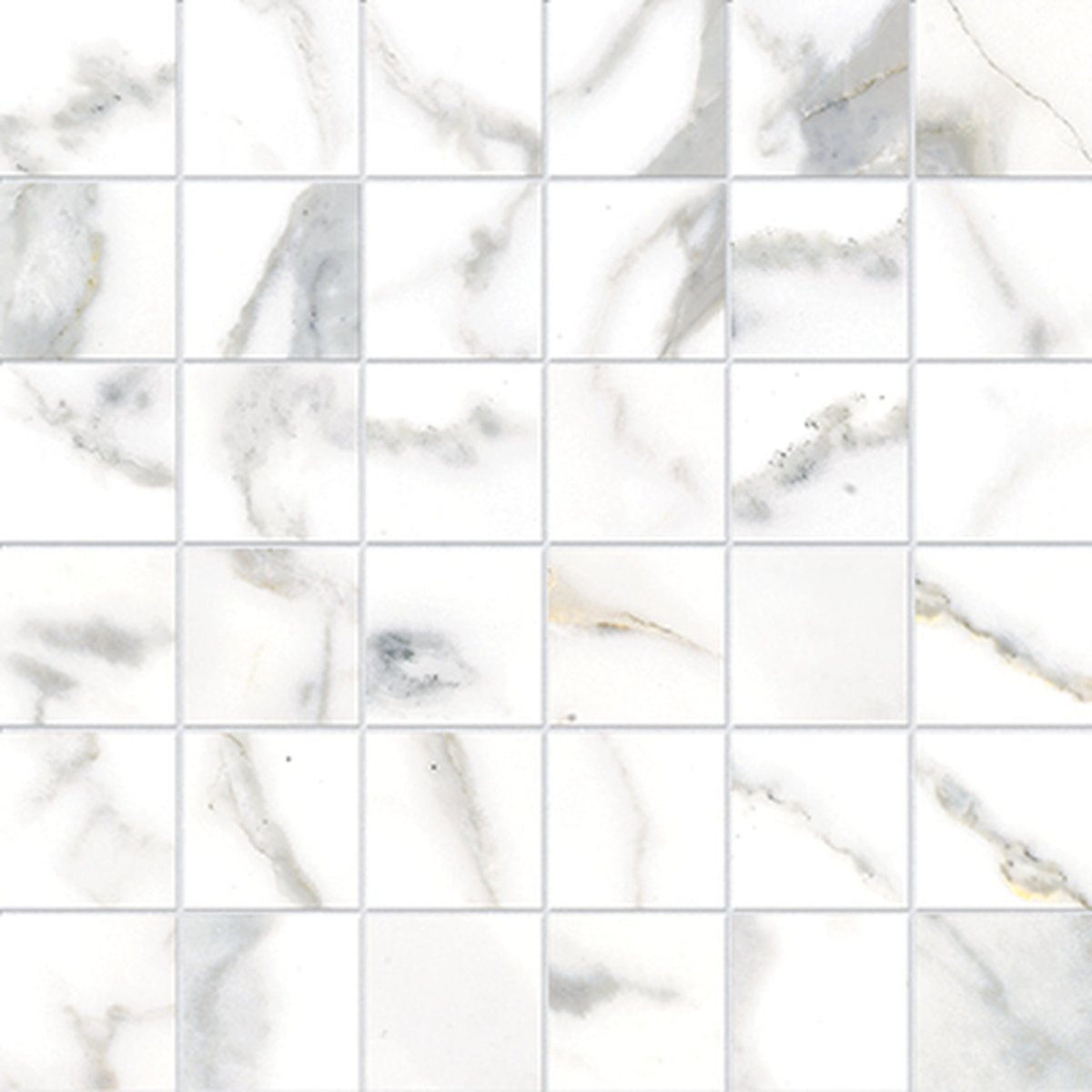 2 X 2 In Classic Calacatta Matte Glazed Porcelain Mosaic - BUILDMYPLACE