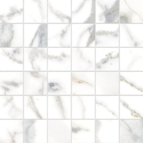 2 X 2 In Classic Calacatta Matte Glazed Porcelain Mosaic