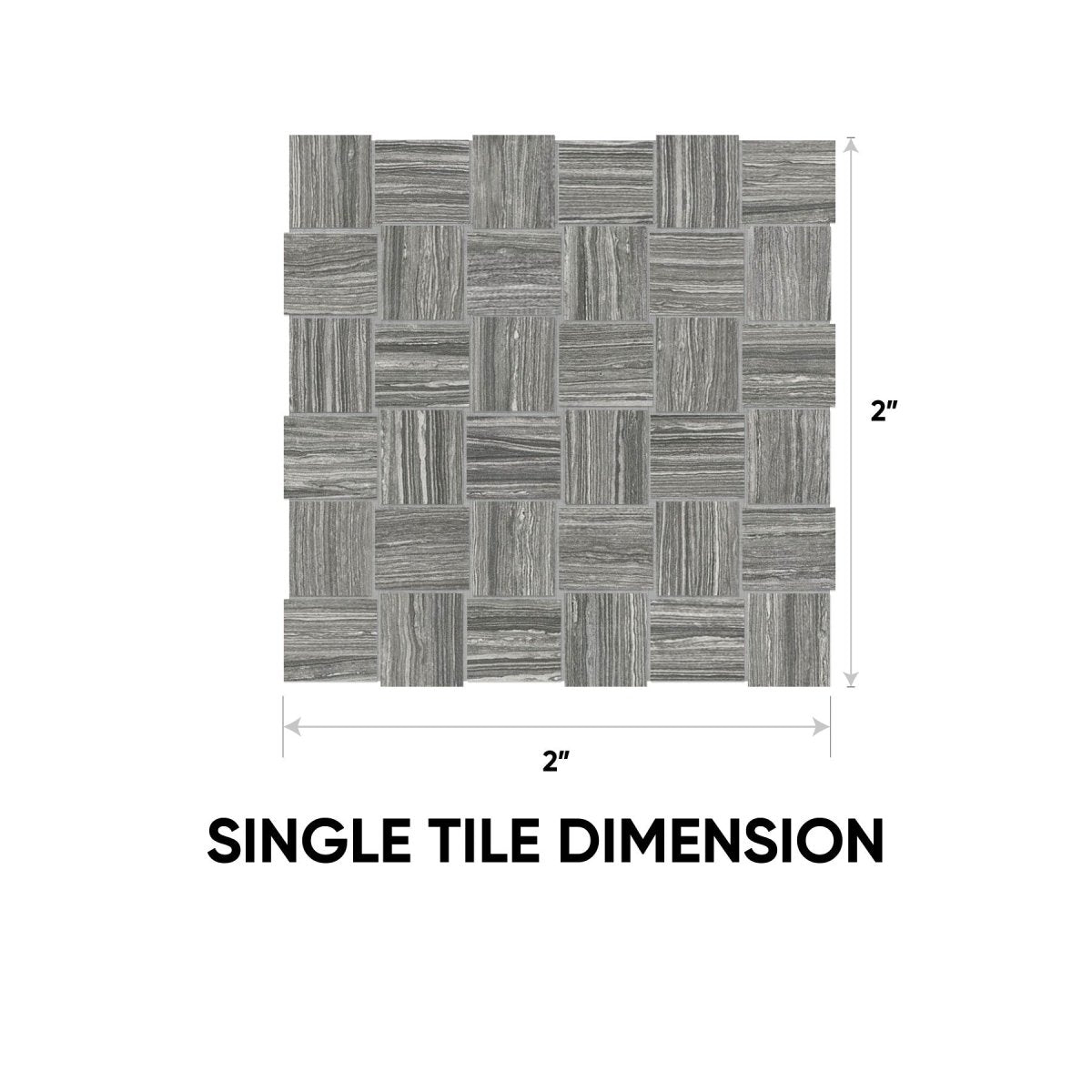 2 x 2 in. Eramosa Carbon Basketweave Matte Glazed Porcelain Mosaic - BUILDMYPLACE