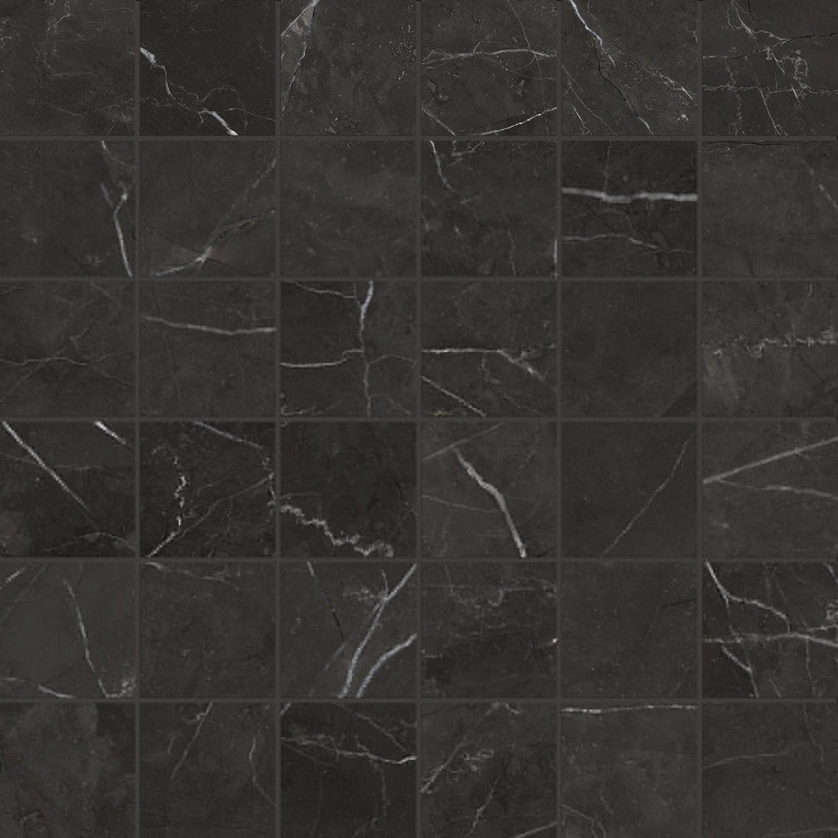 2 X 2 In La Marca Nero Venato Honed Glazed Porcelain Mosaic - BUILDMYPLACE