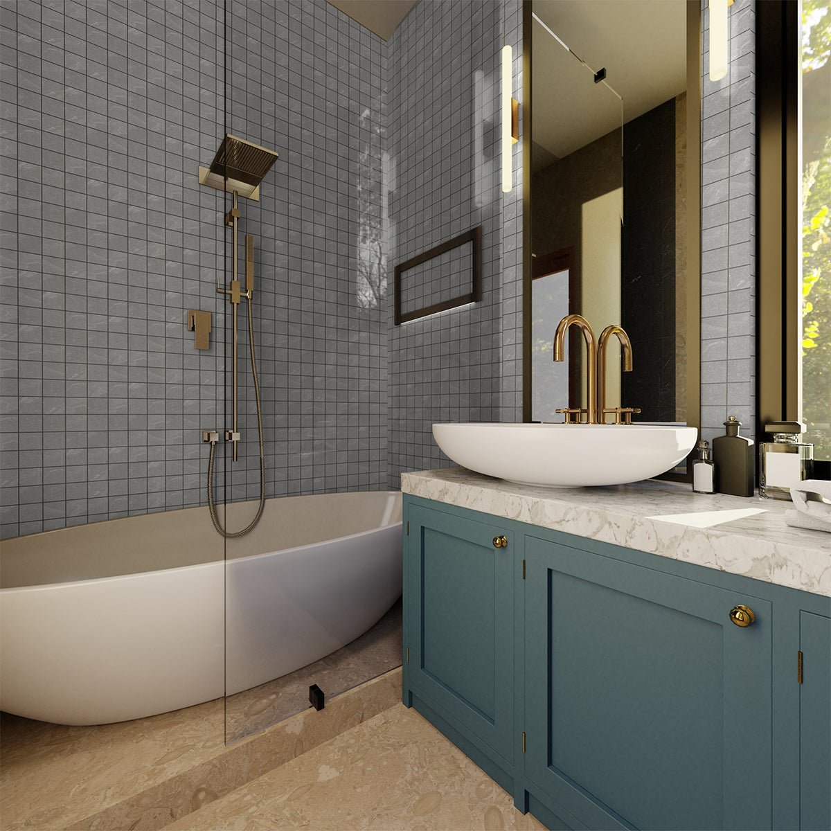 2 X 2 In Nord Palladium Matte Color Body Porcelain Mosaic - BUILDMYPLACE