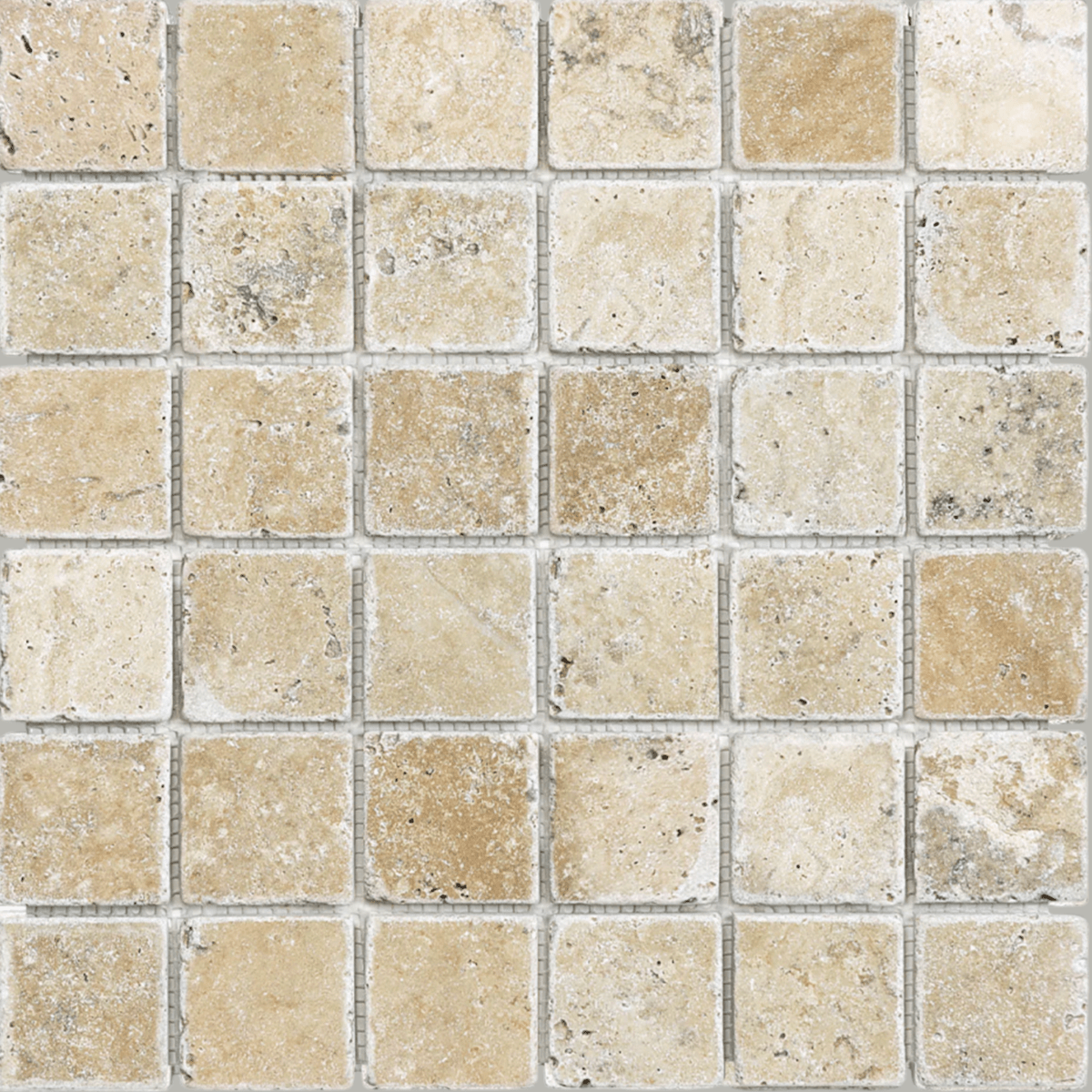 2 X 2 In Picasso Tumbled Travertine Mosaic - BUILDMYPLACE