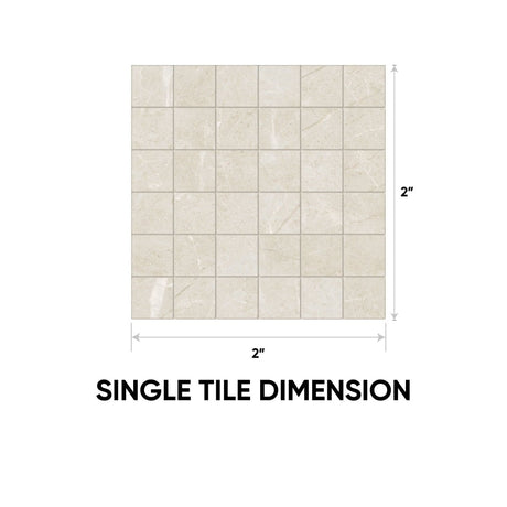 2 x 2 in. Torino Avorio Matte Glazed Porcelain Mosaic - BUILDMYPLACE