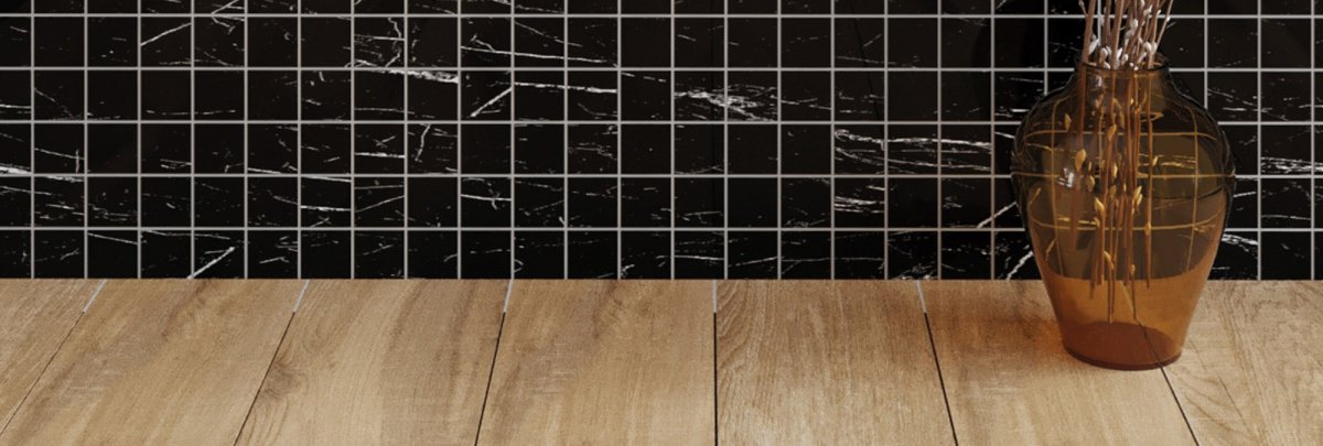 2" X 2" Pietra Black Square Polished Mosaics - BUILDMYPLACE