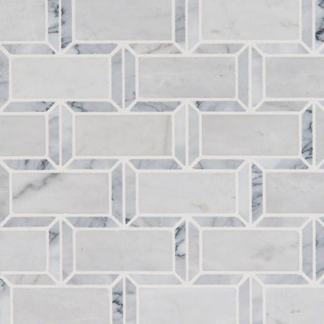 2" X 4" Framework Geometric Polished Cool - White Subway Joint Mosaic Tile (10SQ FT/CTN) - BUILDMYPLACE