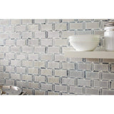 2" X 4" Framework Geometric Polished Cool - White Subway Joint Mosaic Tile (10SQ FT/CTN) - BUILDMYPLACE