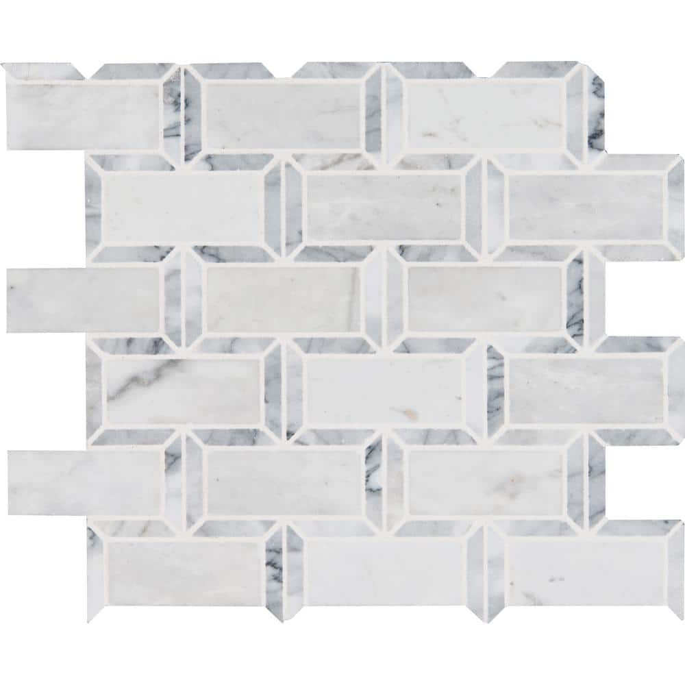 2" X 4" Framework Geometric Polished Cool - White Subway Joint Mosaic Tile (10SQ FT/CTN) - BUILDMYPLACE