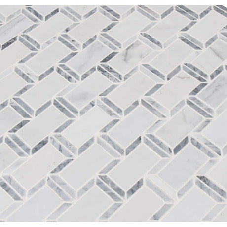 2" X 4" Framework Geometric Polished Cool - White Subway Joint Mosaic Tile (10SQ FT/CTN) - BUILDMYPLACE