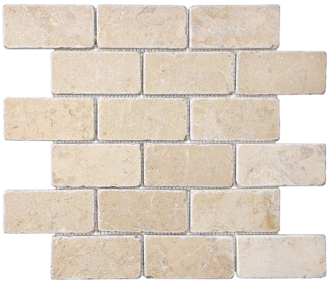 2 X 4 In Brick Berkshire Crema Tumbled Marble Mosaic - BUILDMYPLACE