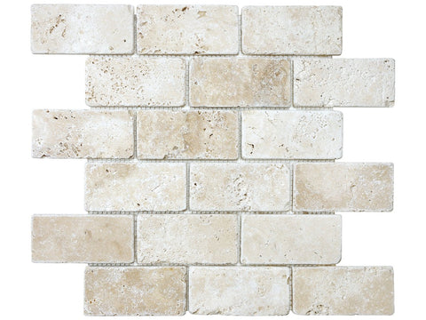 2 X 4 In Brick Ivory Tumbled Travertine Mosaic