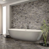 2 X 4 In Brick Silver Ash Tumbled Travertine Mosaic - BUILDMYPLACE