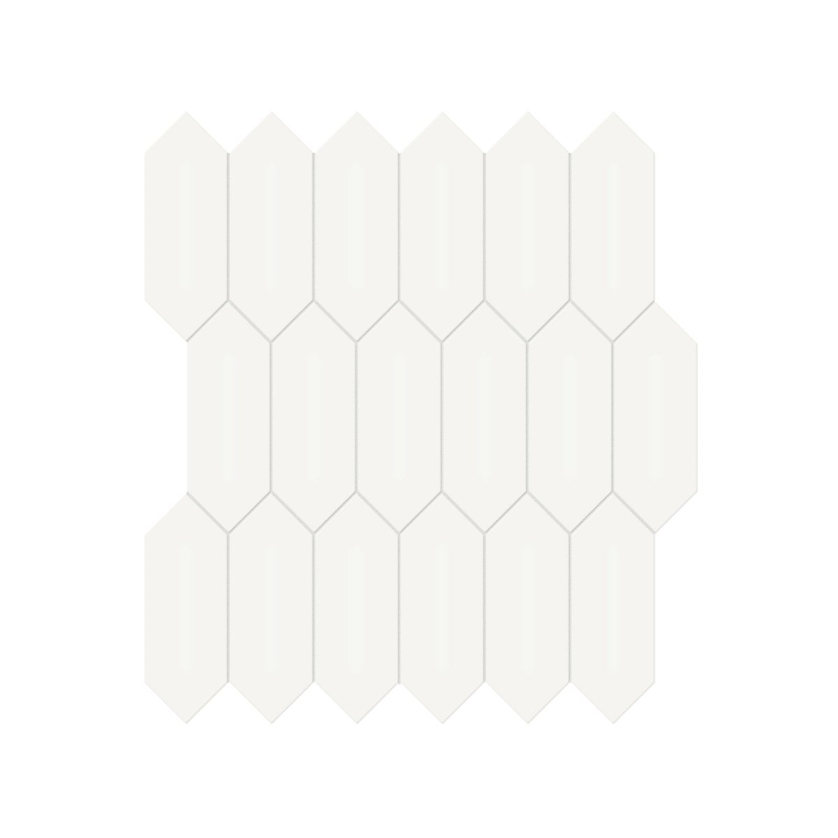 2 X 5 In Picket Soho Canvas White Glossy Glazed Porcelain Mosaic - BUILDMYPLACE