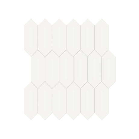 2 X 5 In Picket Soho Canvas White Glossy Glazed Porcelain Mosaic - BUILDMYPLACE