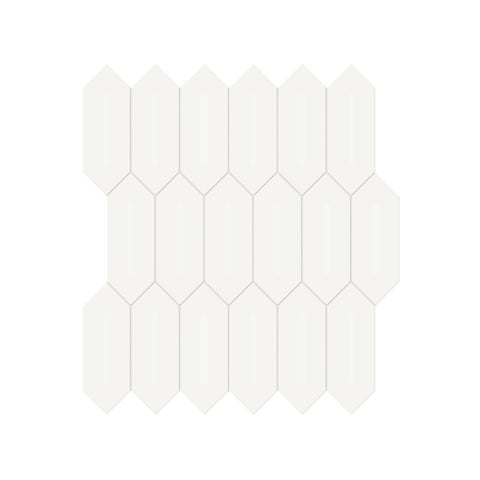 2 X 5 In Picket Soho Canvas White Glossy Glazed Porcelain Mosaic