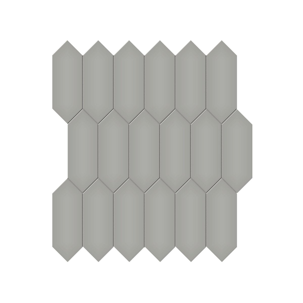 2 X 5 In Picket Soho Cement Chic Glossy Glazed Porcelain Mosaic - BUILDMYPLACE