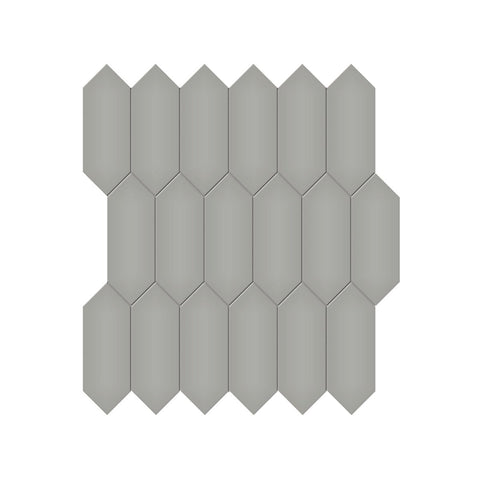 2 X 5 In Picket Soho Cement Chic Glossy Glazed Porcelain Mosaic