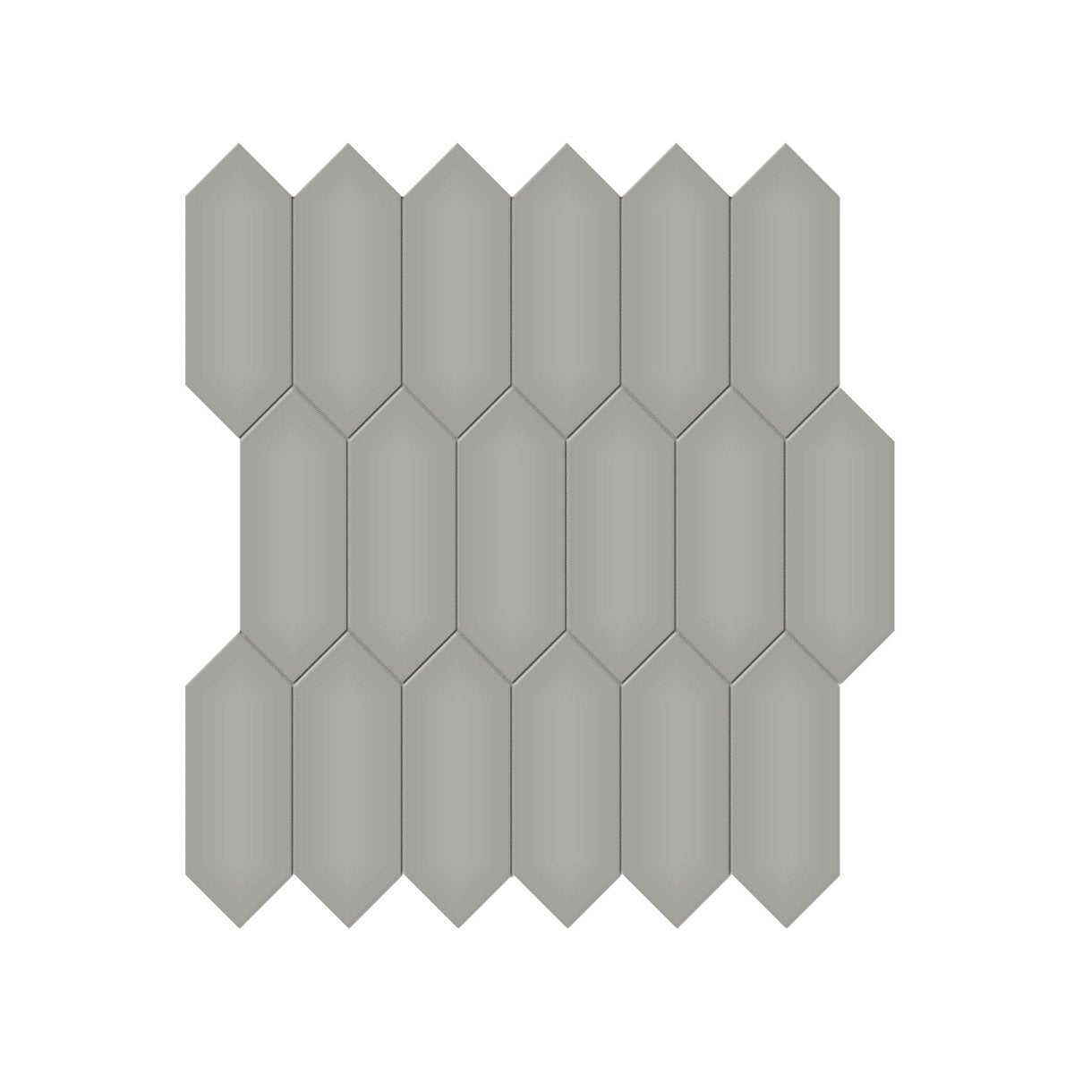 2 X 5 In Picket Soho Cement Chic Matte Glazed Porcelain Mosaic - BUILDMYPLACE