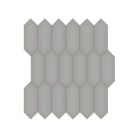 2 X 5 In Picket Soho Cement Chic Matte Glazed Porcelain Mosaic - BUILDMYPLACE