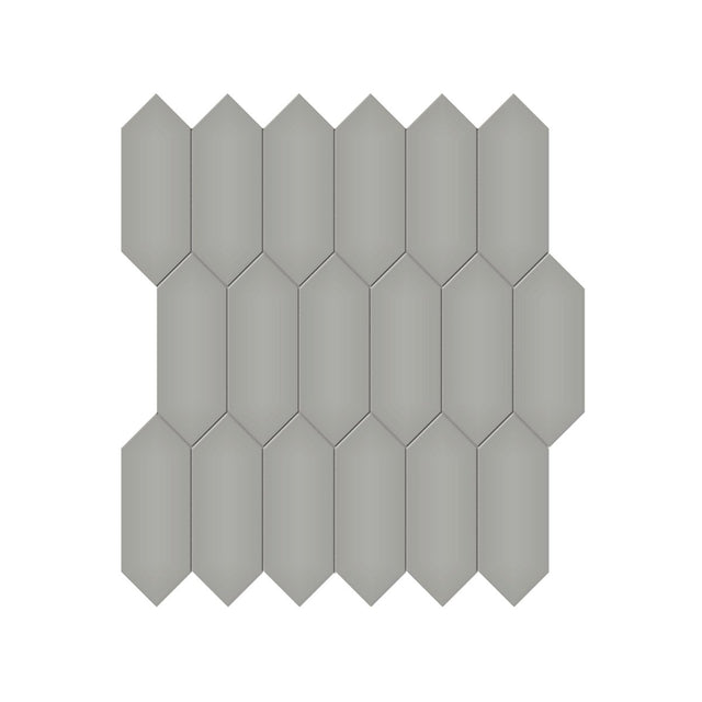 2 X 5 In Picket Soho Cement Chic Matte Glazed Porcelain Mosaic - BUILDMYPLACE