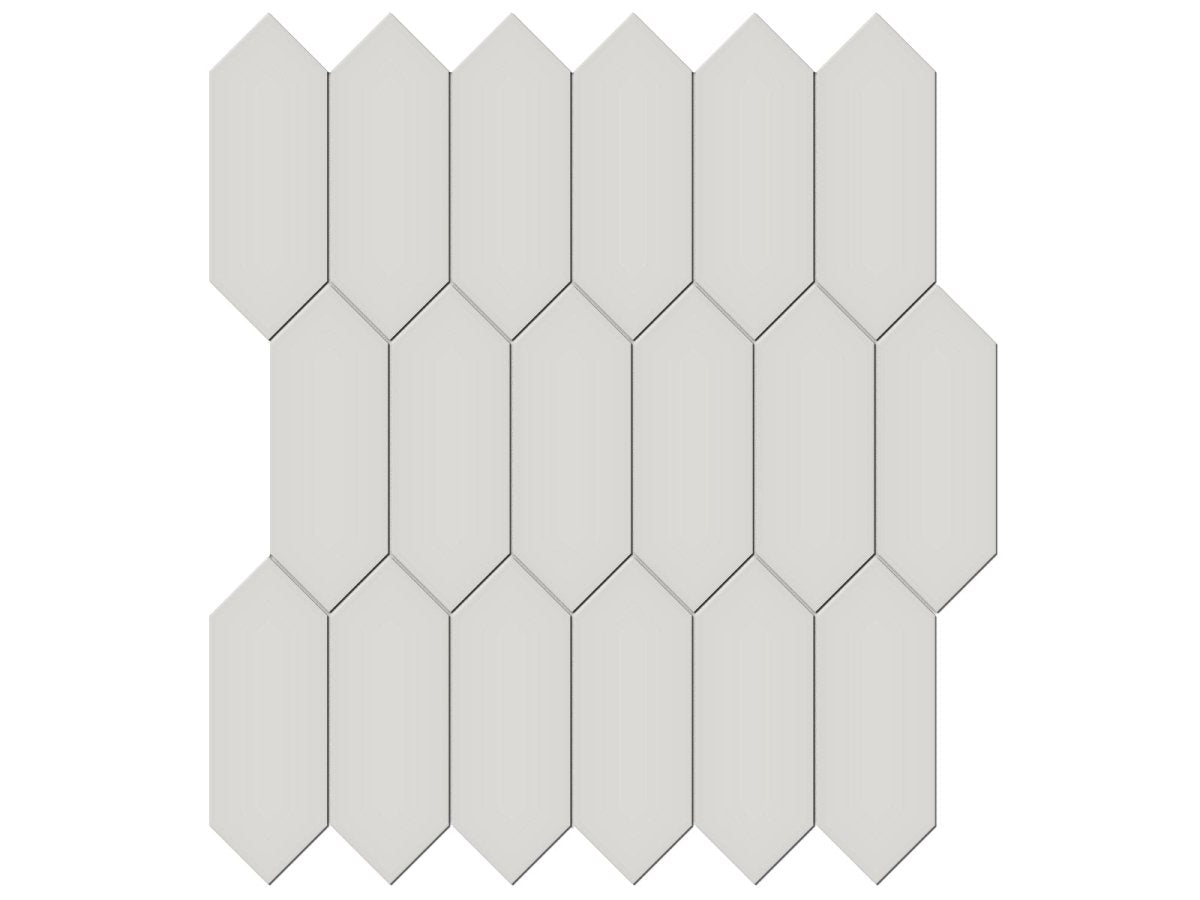 2 X 5 In Picket Soho Halo Grey Glossy Glazed Porcelain Mosaic - BUILDMYPLACE