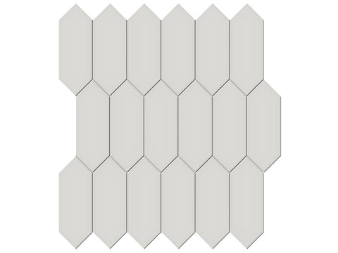 2 X 5 In Picket Soho Halo Grey Glossy Glazed Porcelain Mosaic