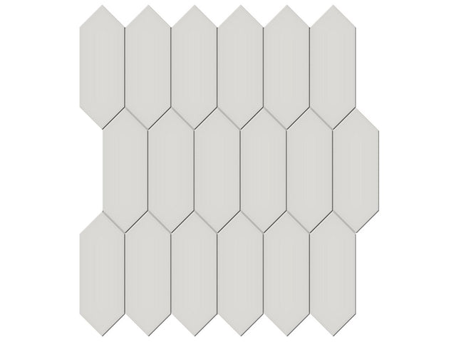 2 X 5 In Picket Soho Halo Grey Glossy Glazed Porcelain Mosaic - BUILDMYPLACE