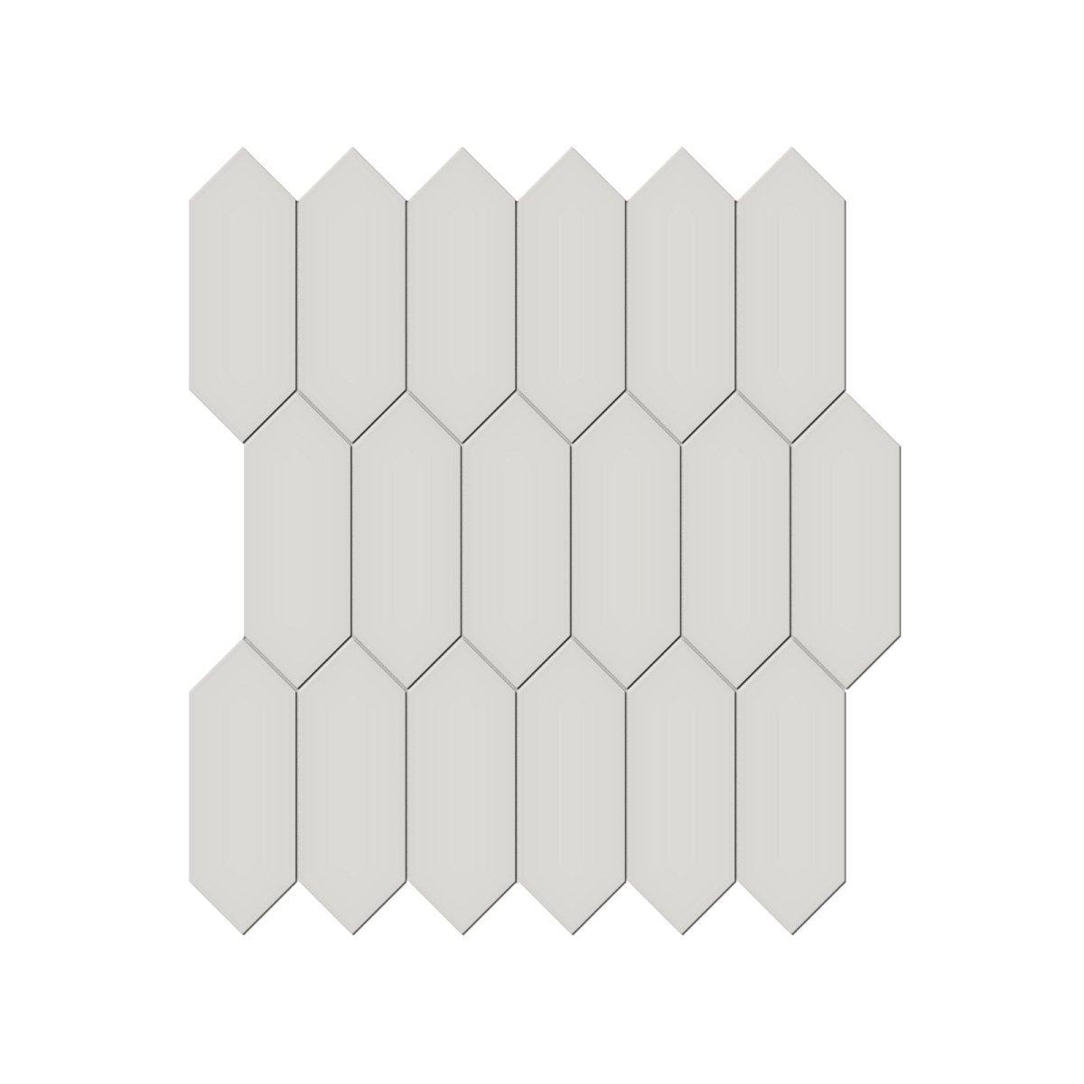 2 X 5 In Picket Soho Halo Grey Matte Glazed Porcelain Mosaic - BUILDMYPLACE