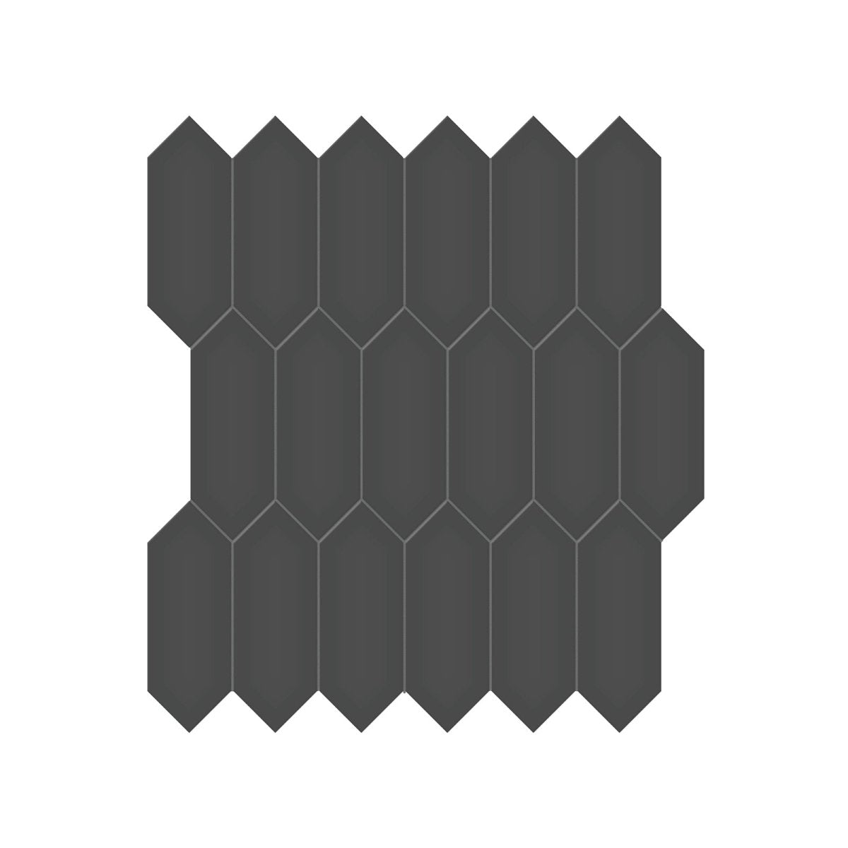 2 X 5 In Picket Soho Retro Black Matte Glazed Porcelain Mosaic - BUILDMYPLACE