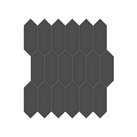 2 X 5 In Picket Soho Retro Black Matte Glazed Porcelain Mosaic - BUILDMYPLACE