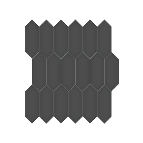 2 X 5 In Picket Soho Retro Black Matte Glazed Porcelain Mosaic
