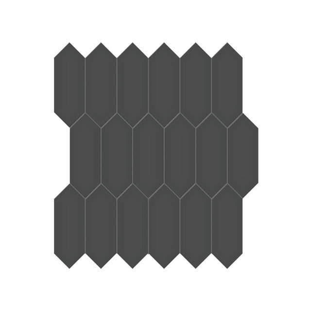 2 X 5 In Picket Soho Retro Black Matte Glazed Porcelain Mosaic - BUILDMYPLACE