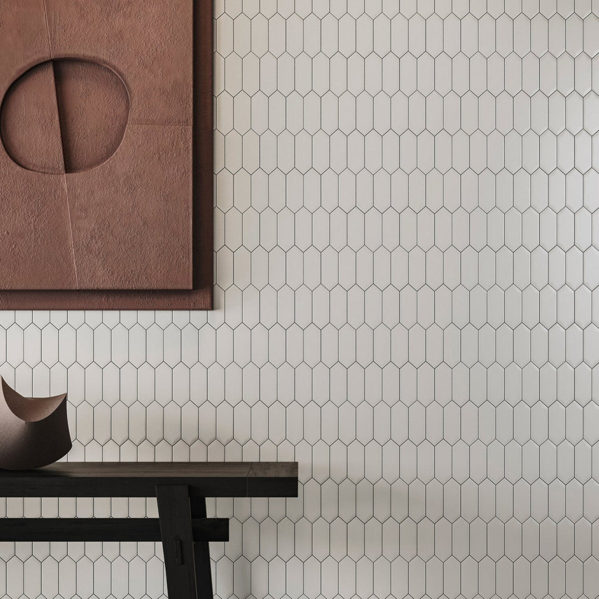 2 X 5 In Picket Soho Vintage Grey Glossy Glazed Porcelain Mosaic - BUILDMYPLACE