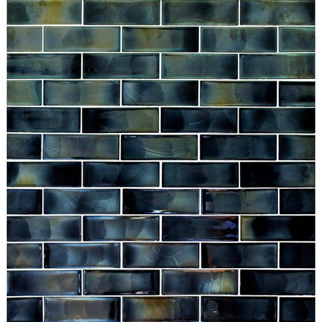 2" X 6" Carbonita Black Glass Subway Brick Wall Mosaic Tile (14.4SQ FT/CTN) - BUILDMYPLACE