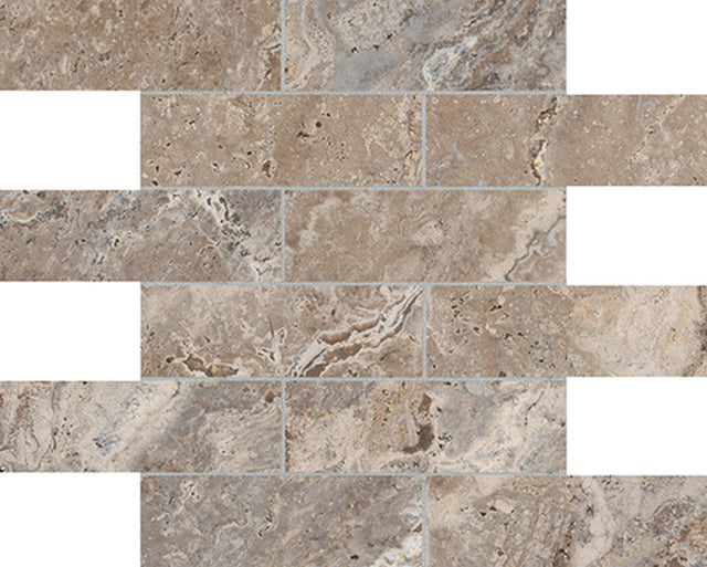 2 X 6 In Brick Antico Walnut Matte Glazed Porcelain Mosaic - BUILDMYPLACE